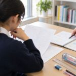 生徒と講師が実力テストの答案を見直す個別指導